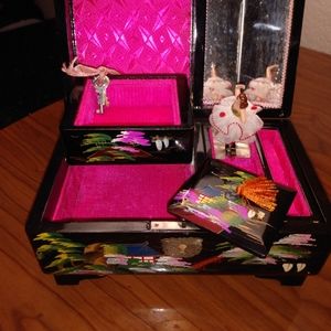 Black Lacquered Japanese Musical Jewelry Box